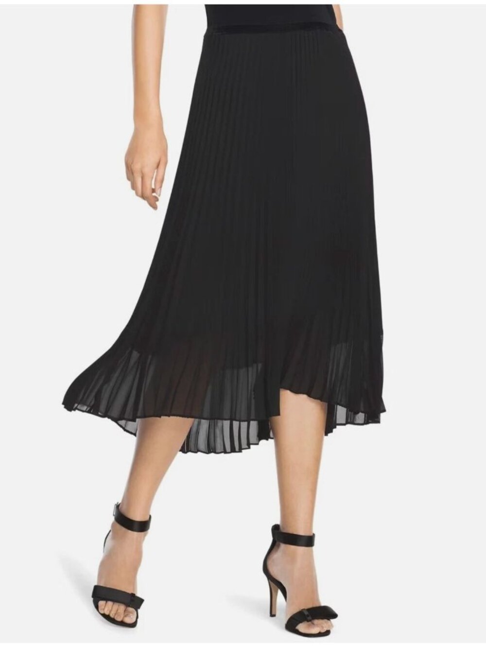 White House Black Market Pleated Maxi Skirt Hi-Low Size 8 Dressy Classic Party
